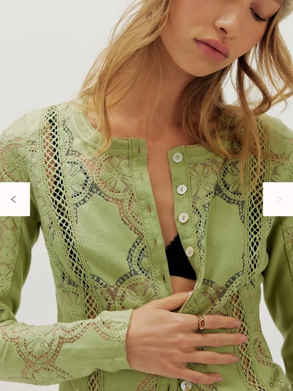 Free People Jae Sheer Lace Knit Long Sleeve Top - Picture 4 of 7